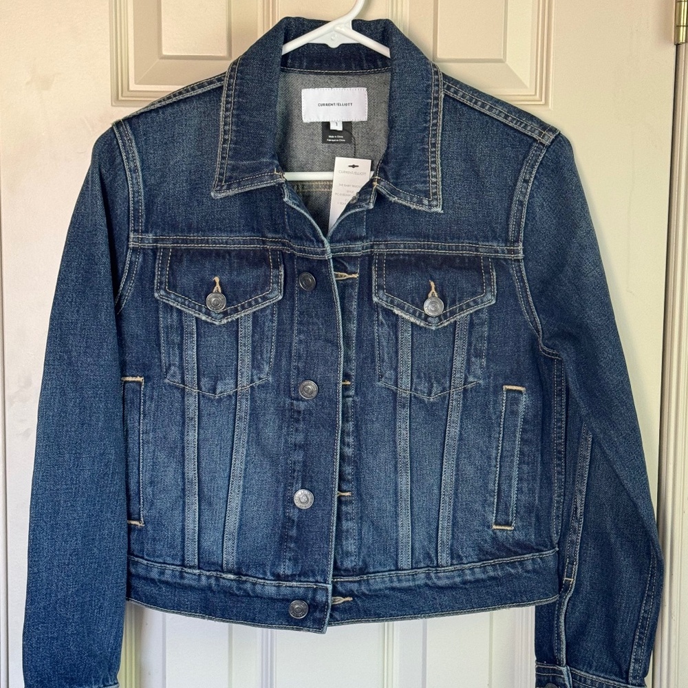 Current/Elliott Cropped Fitted Denim Jacket - The Baby Trucker - NWT - Small